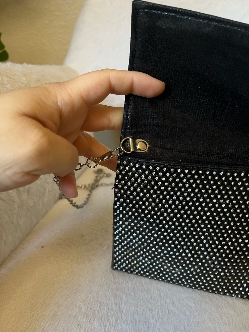 🖤✨ Black Rhinestone Evening Clutch Chain Bag - Picture 11 of 11